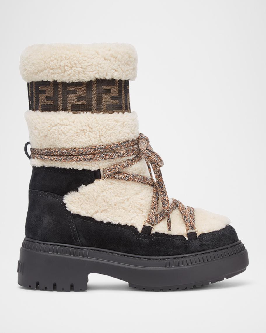 Fendi Apres Chic Suede Shearling Ski Boots | Neiman Marcus