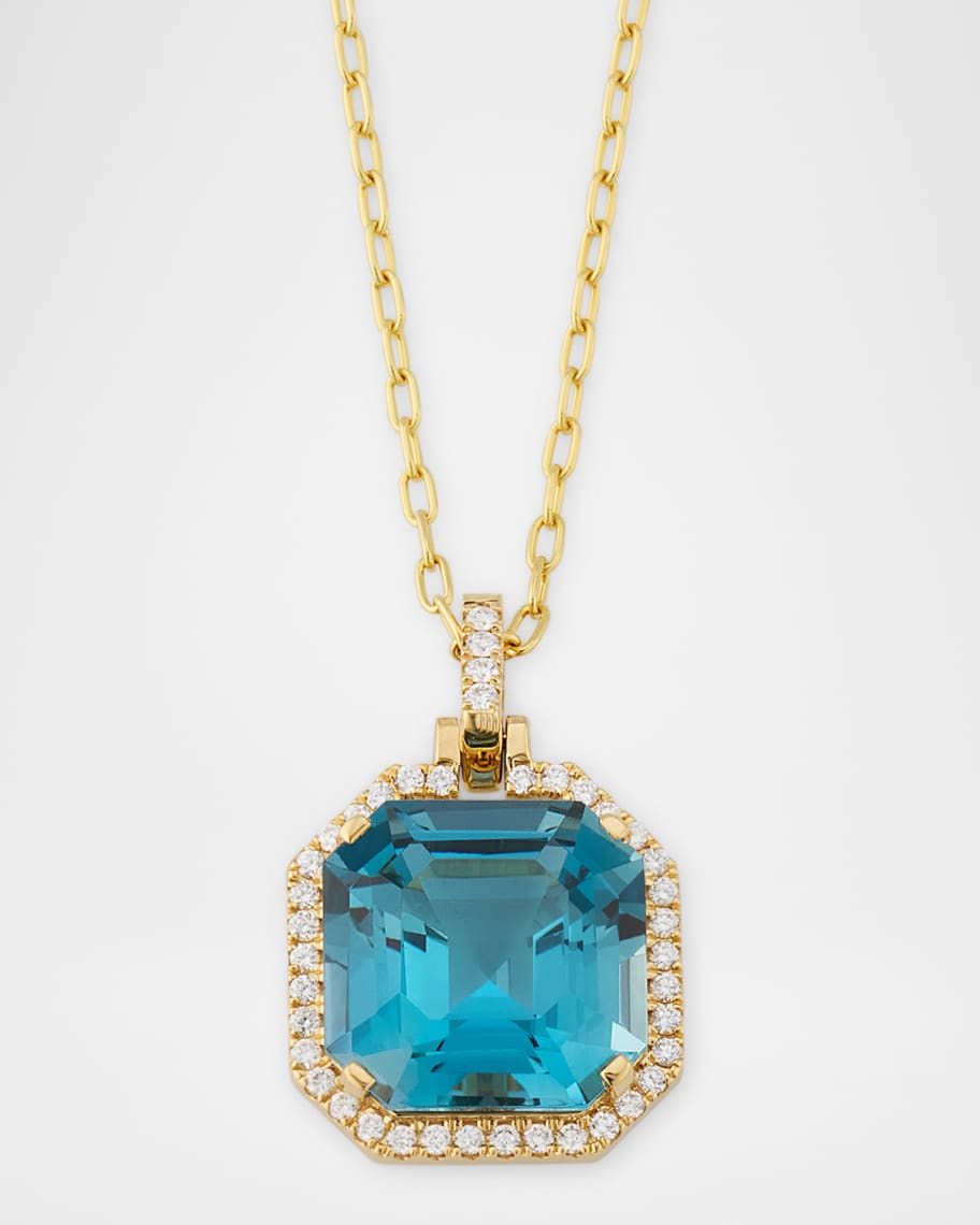 ★SENTIMENTS★ NO.533 [BLUE] NECKLACE Goshwara Gossip 18K Yellow Gold London Blue Topaz Asscher