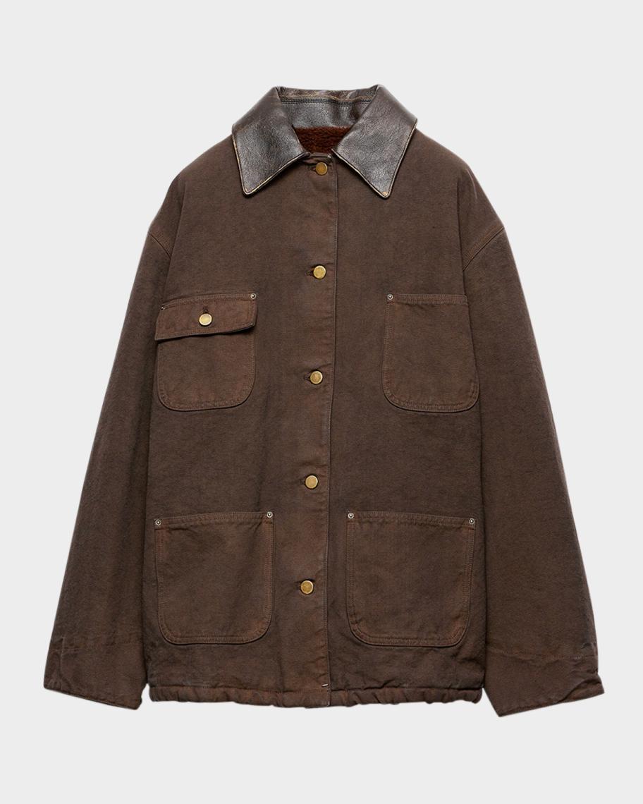 Prada Canvas Barn Jacket With Fleece Lining | Neiman Marcus