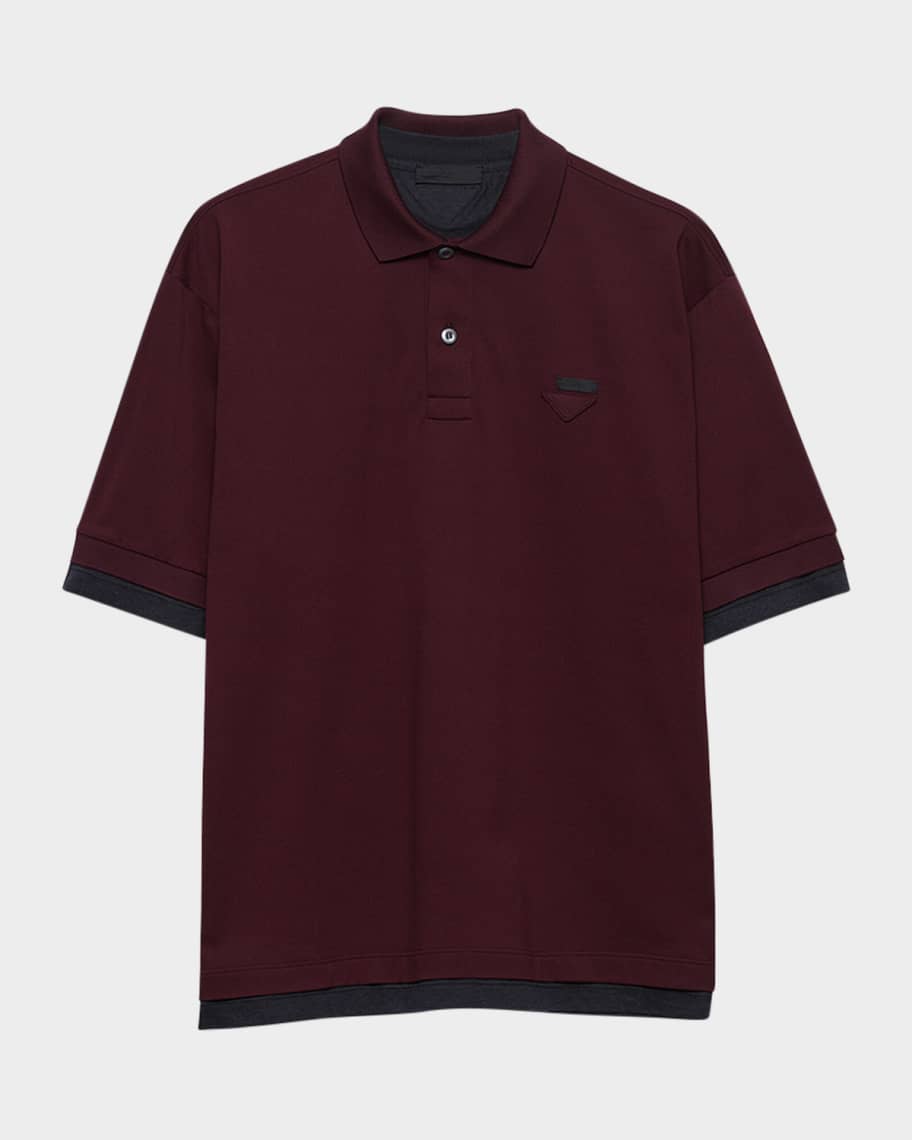トップス 00s Prada Sports layered polo shirts Prada Men's Layered Cotton Polo Shirt | Neiman Marcus