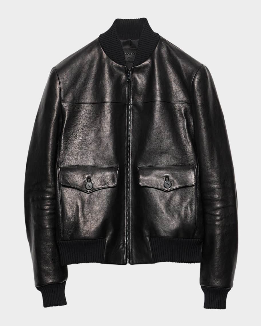 ジャケット PRADA Black Nappa Leather Bomber Jacket Prada Nappa Leather Bomber Jacket | Black | FARFETCH