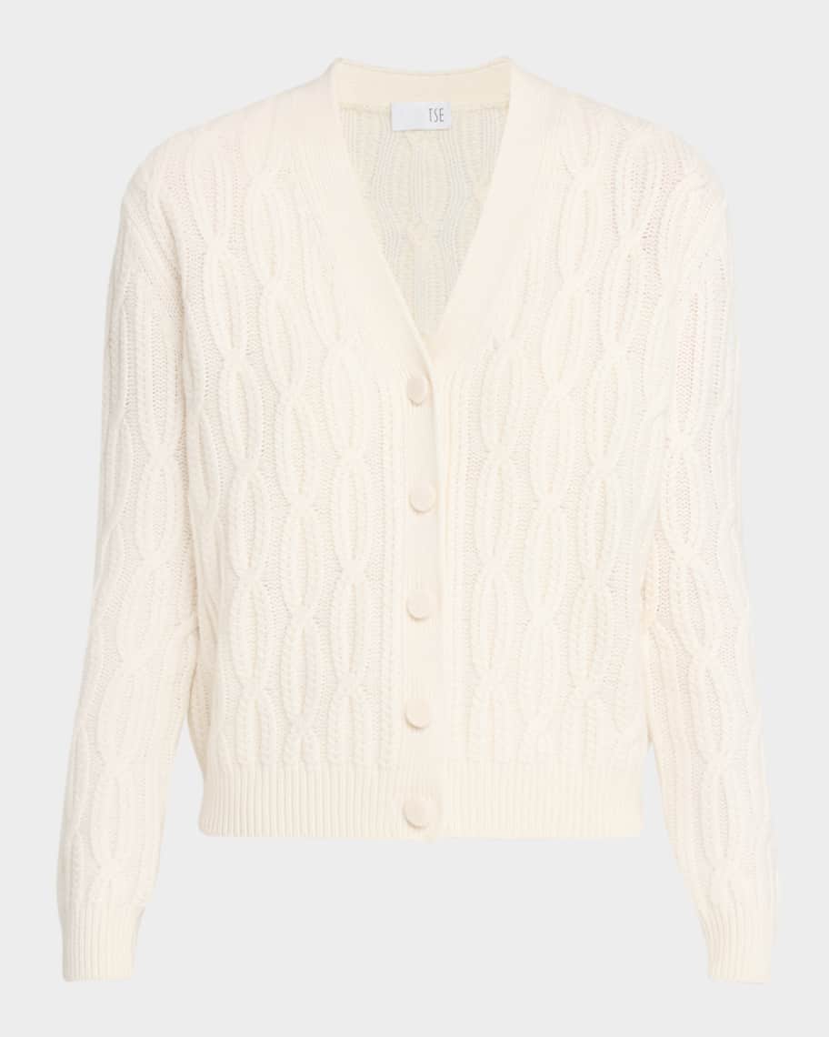 TSE Cashmere Cashmere Braided Cable-Knit Cardigan | Neiman Marcus