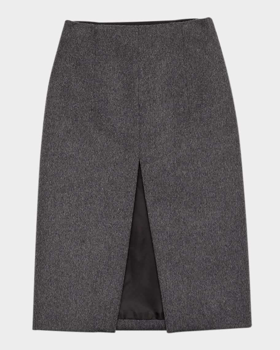 Prada Front-Slit Loden Pencil Skirt | Neiman Marcus