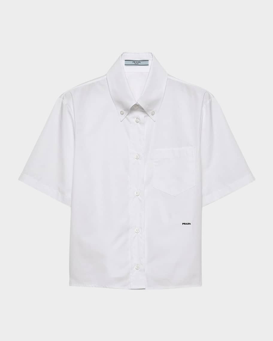 Prada Short-Sleeve Cotton Poplin Shirt | Neiman Marcus