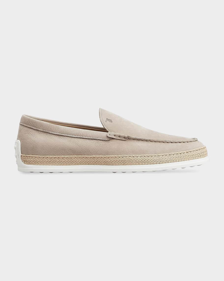 Tod's Men's Pantofola Leather Raffia Loafers | Neiman Marcus