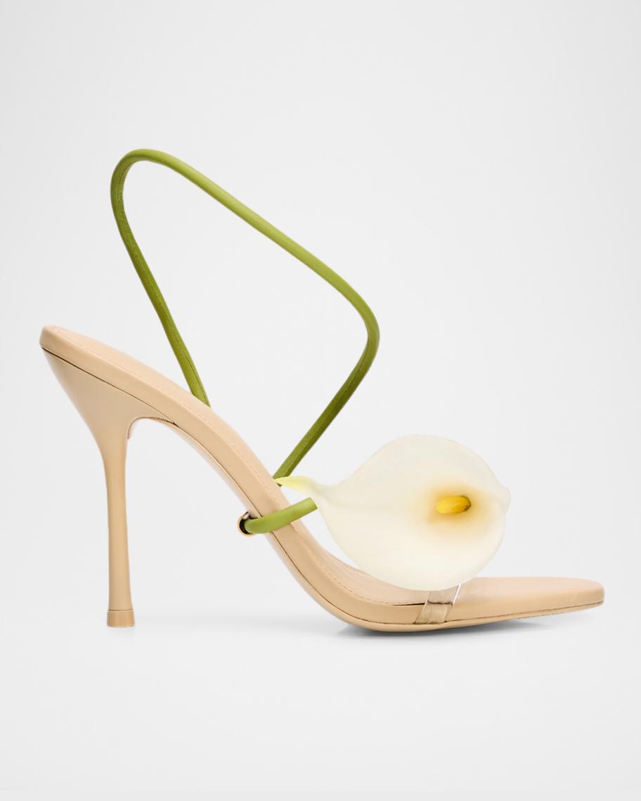 Cult Gaia 110mm Cassidy Floral Leather Sandals | Neiman Marcus
