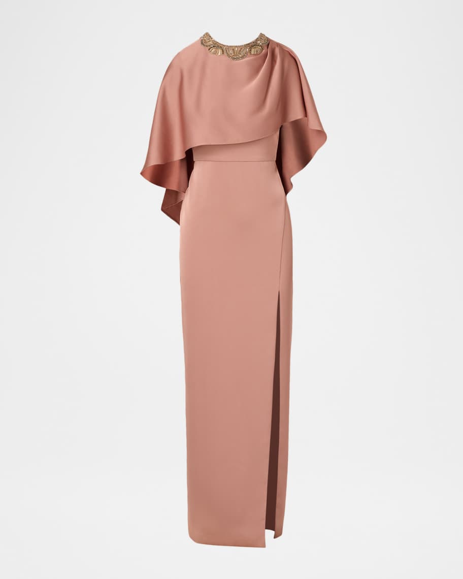 knee length dresses for ladies Aidan Mattox Crepe Back Satin One Shoulder Long Gown