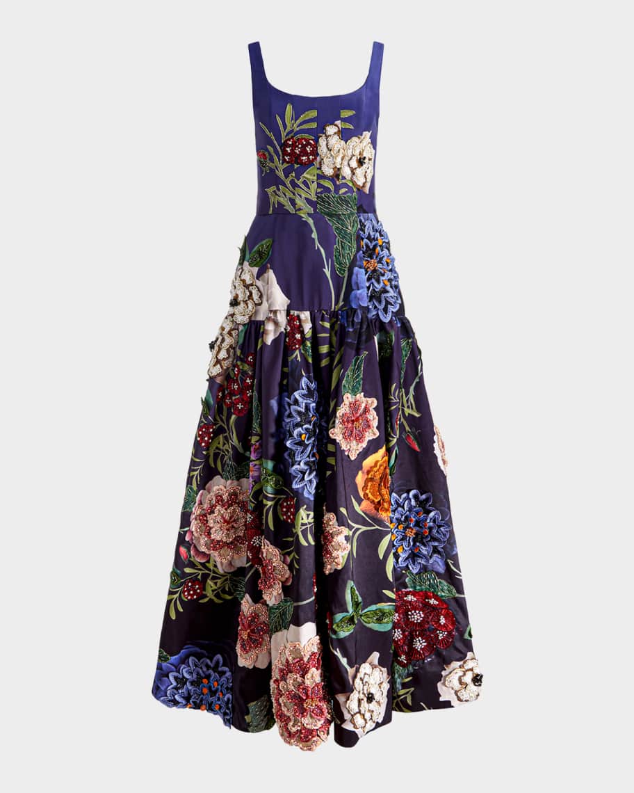 Alice + Olivia Maxine Embellished Drop-Waist Gown