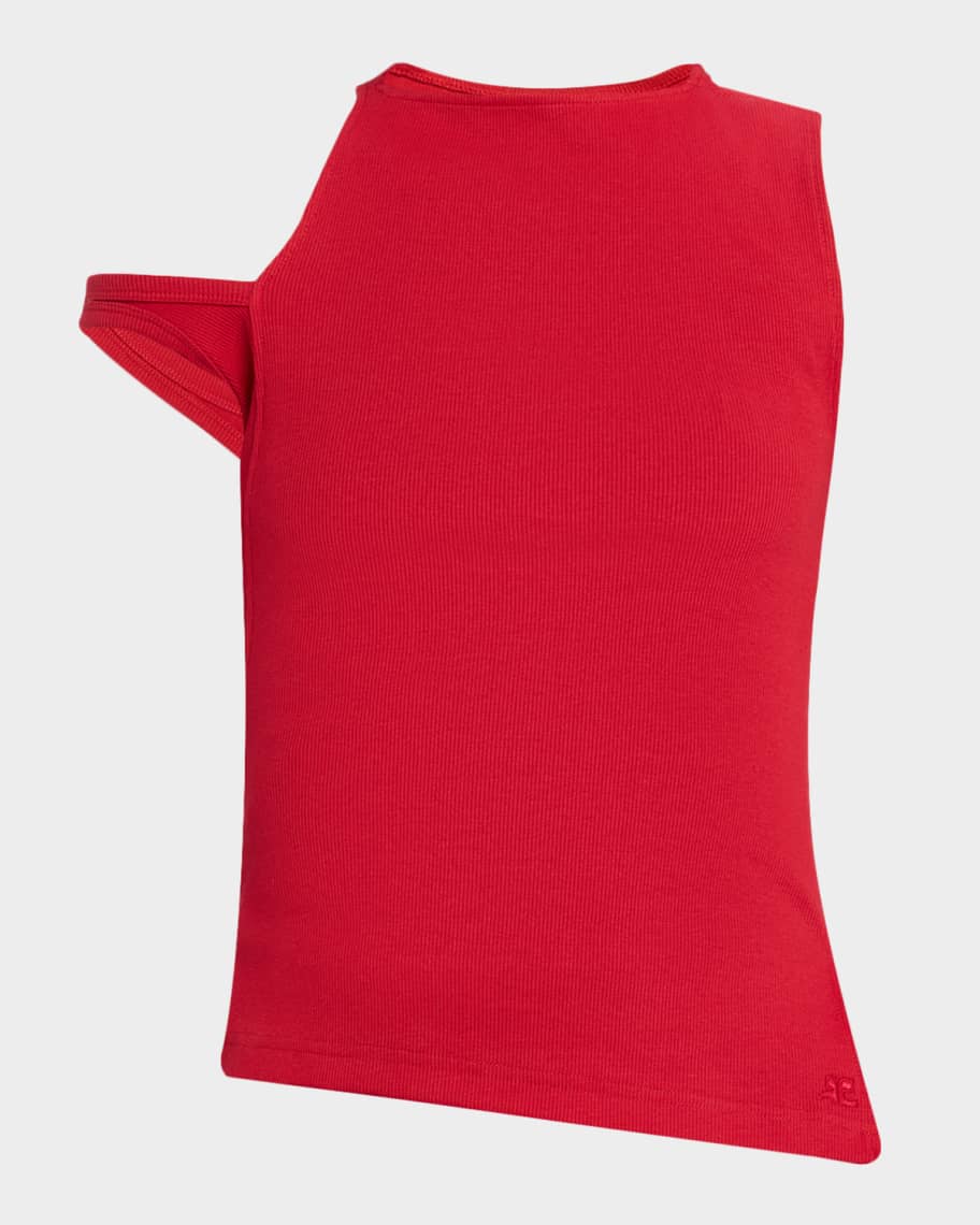Courreges Transverse 90s Ribbed Top | Neiman Marcus