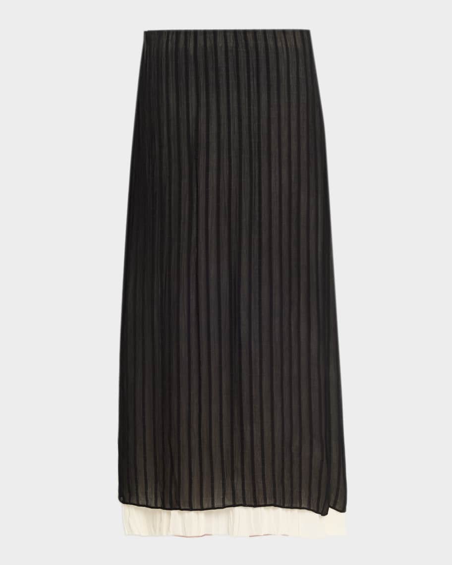 Vince Layered Pleated Midi Skirt | Neiman Marcus