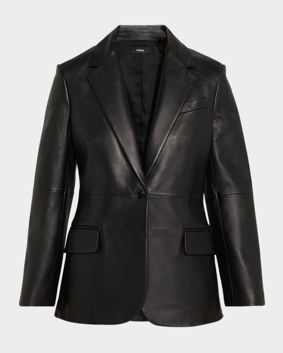 Theory Lynnia Lambskin Leather Blazer | Neiman Marcus