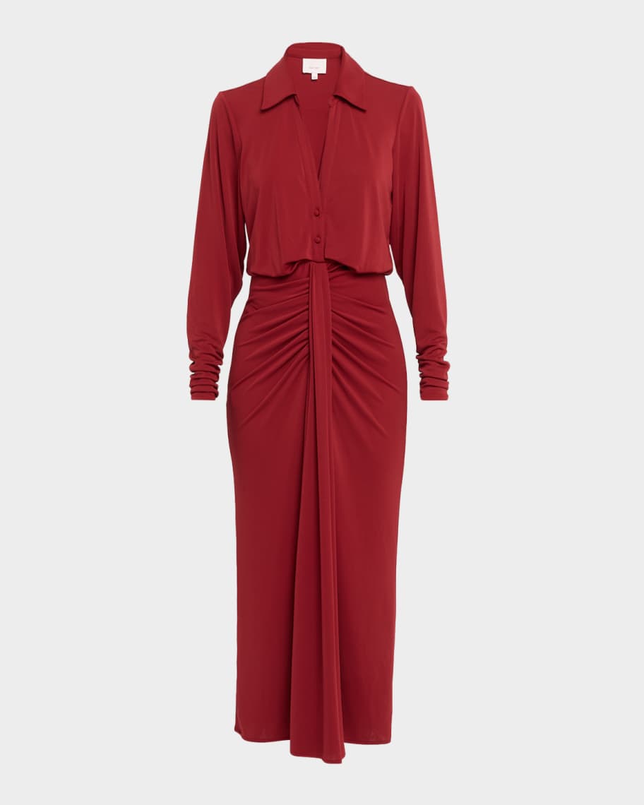 Cinq a Sept Seferina Draped Long-Sleeve Jersey Dress