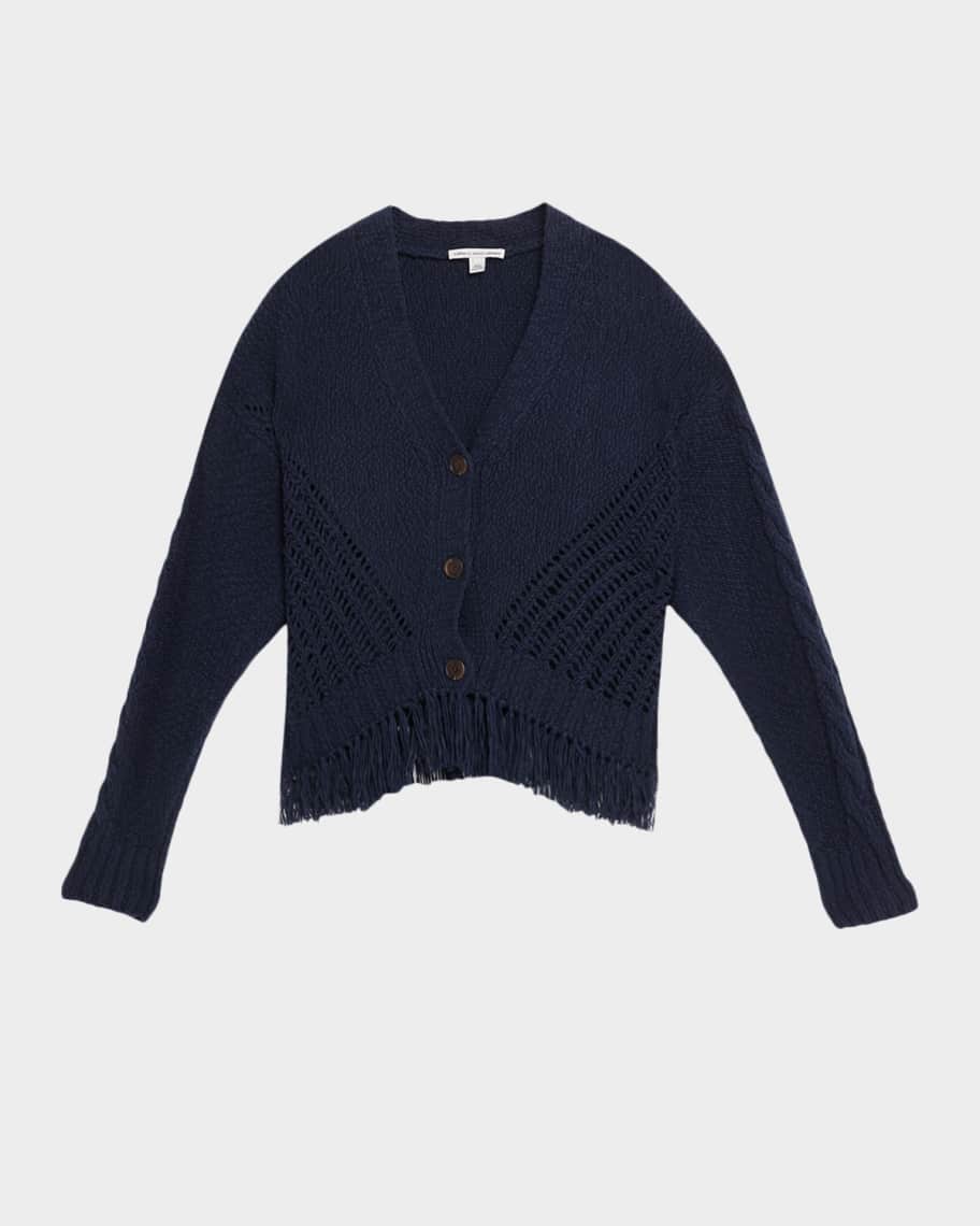 Autumn Cashmere Fringe-Hem Organic Cotton Knit Cardigan | Neiman