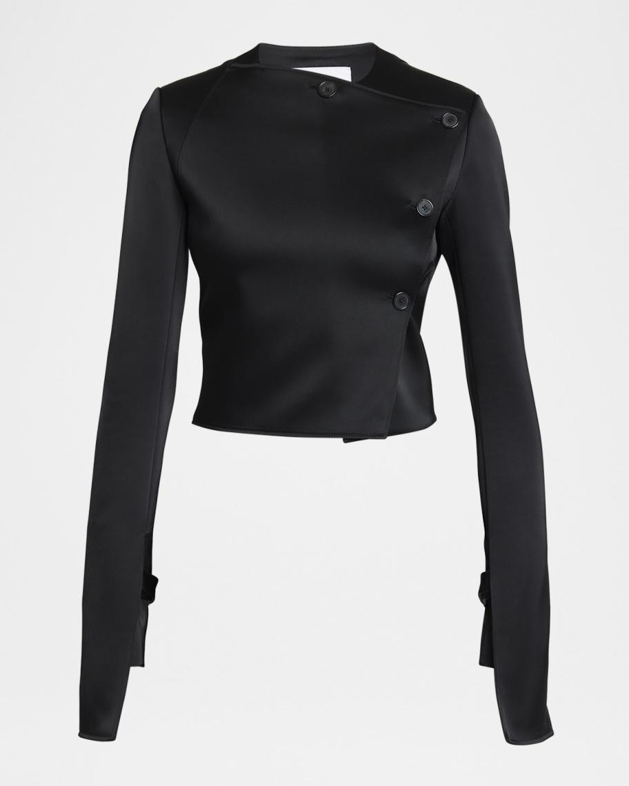 Courreges Buttoned Satin Crop Jacket | Neiman Marcus