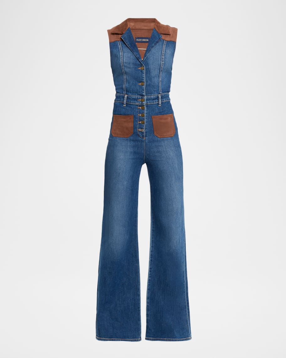レミ レリーフ　SUEDE LIKE STADIUM JAMPER PANTS Jimmy Stretch Suede Denim Flare – Coût De La Liberté