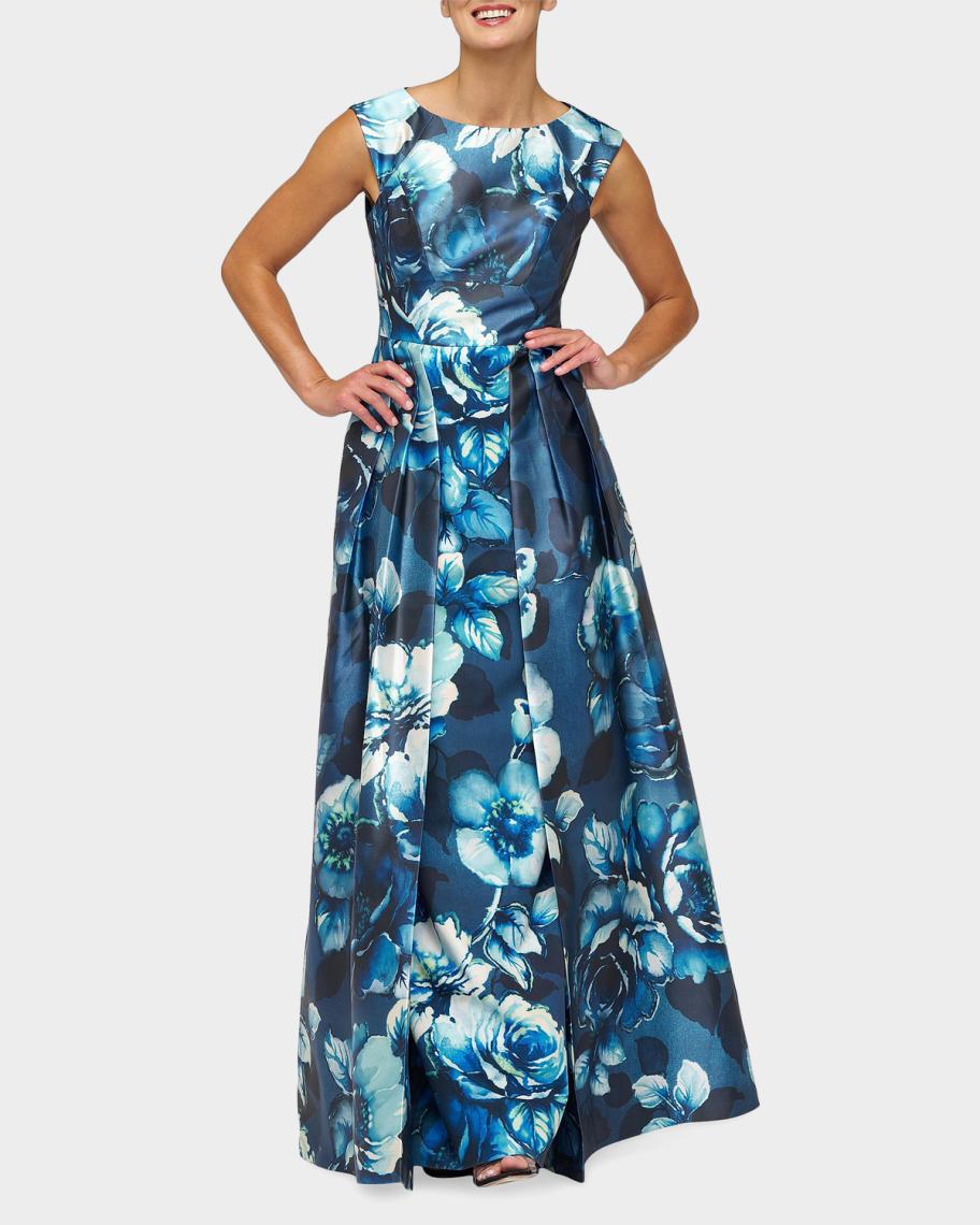 Kay Unger New York Kate Floral Pleated Gown | Neiman Marcus