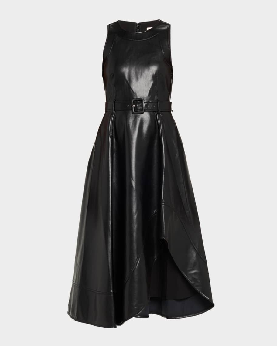 Cinq a Sept Vegan Leather Zelda Midi Dress | Neiman Marcus