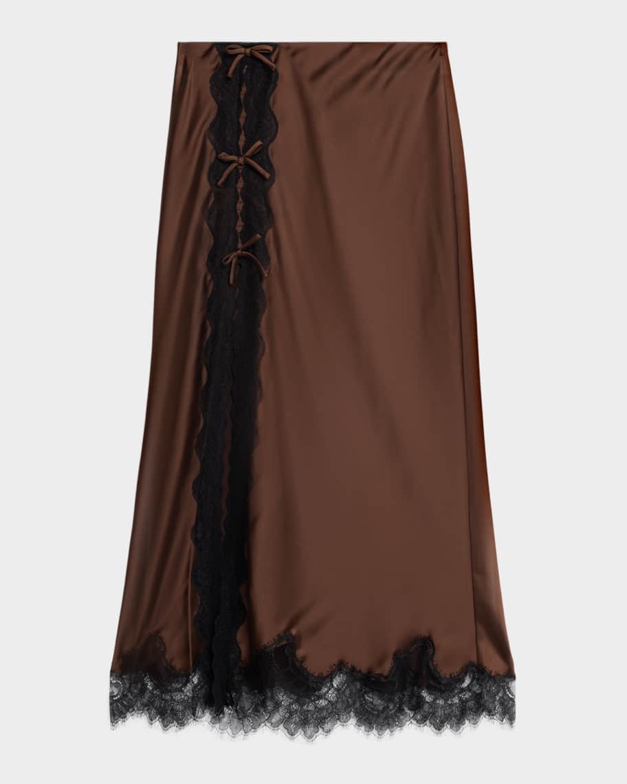 LoveShackFancy Calder Satin Midi Skirt | Neiman Marcus