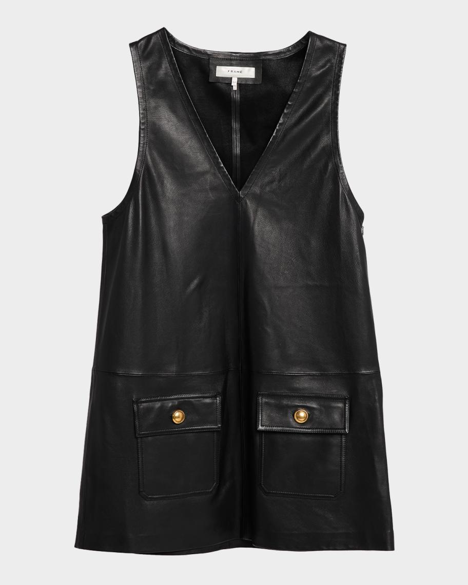 FRAME Leather Pinafore Mini Dress