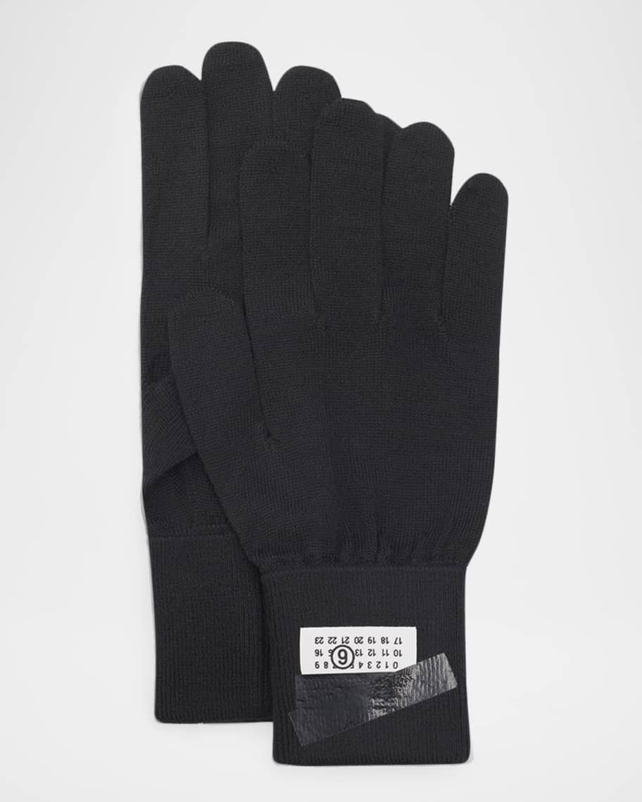 Maison Margiela Men's Numbers Trompe L'oeil Tape Wool Knit Gloves