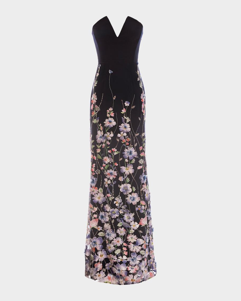 Dress the Population Black Label Fernanda Strapless Floral
