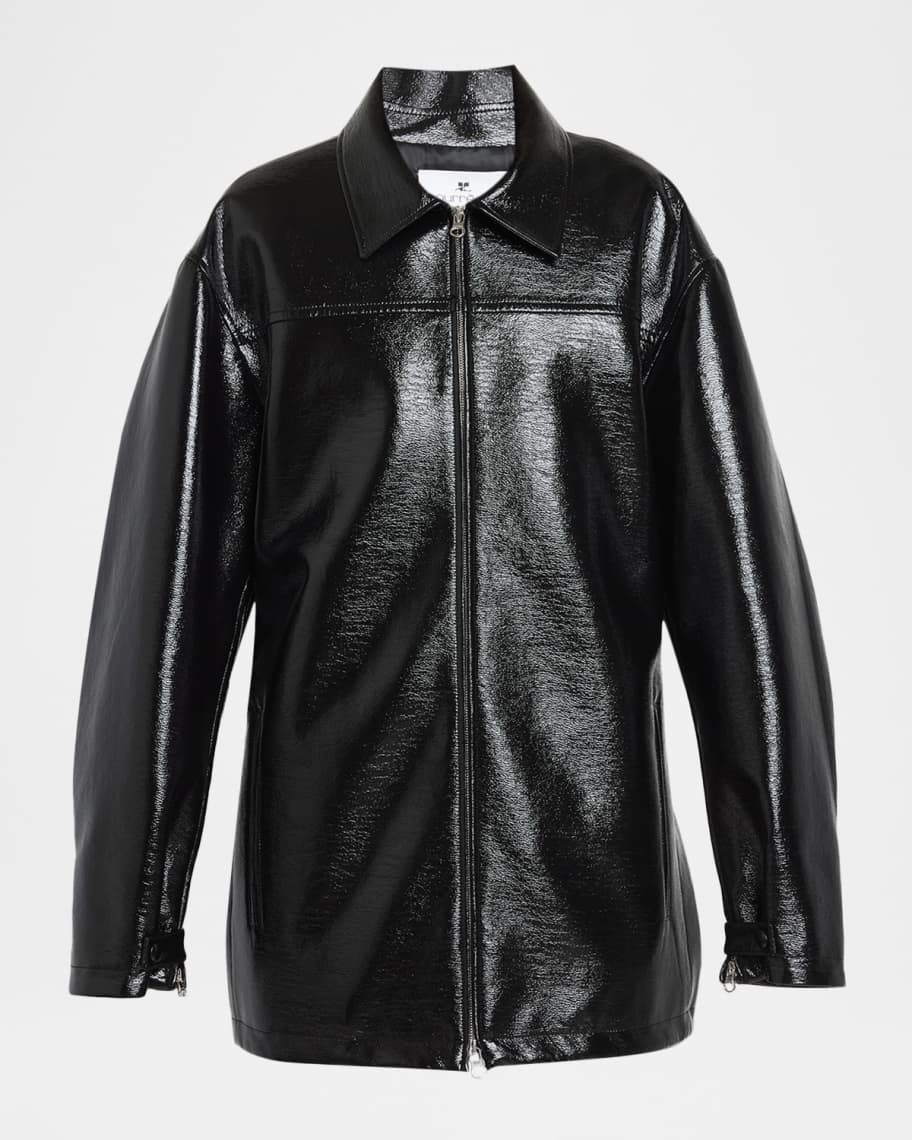 Courreges Zipped Vinyl Jacket | Neiman Marcus