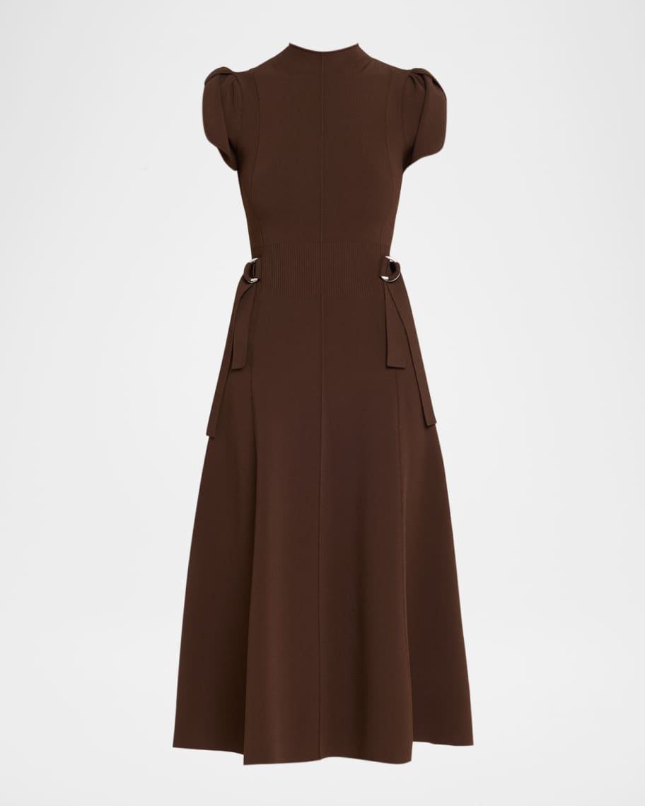 3.1 Phillip Lim Tulip-Sleeve Compact Rib Midi Dress | Neiman Marcus