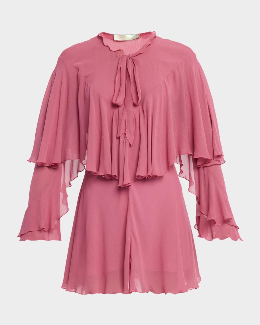LoveShackFancy Liraine Ruffle Cape Mini Dress | Neiman Marcus