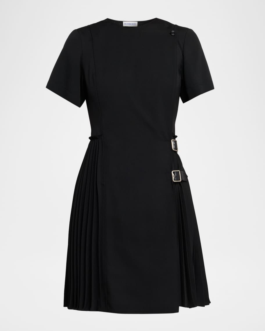ア*ア様 BURBERRY素敵なA Lineシルエット1Pドレス¥14999→現 Burberry Ada Pleated Wrap Mini Dress | Neiman Marcus