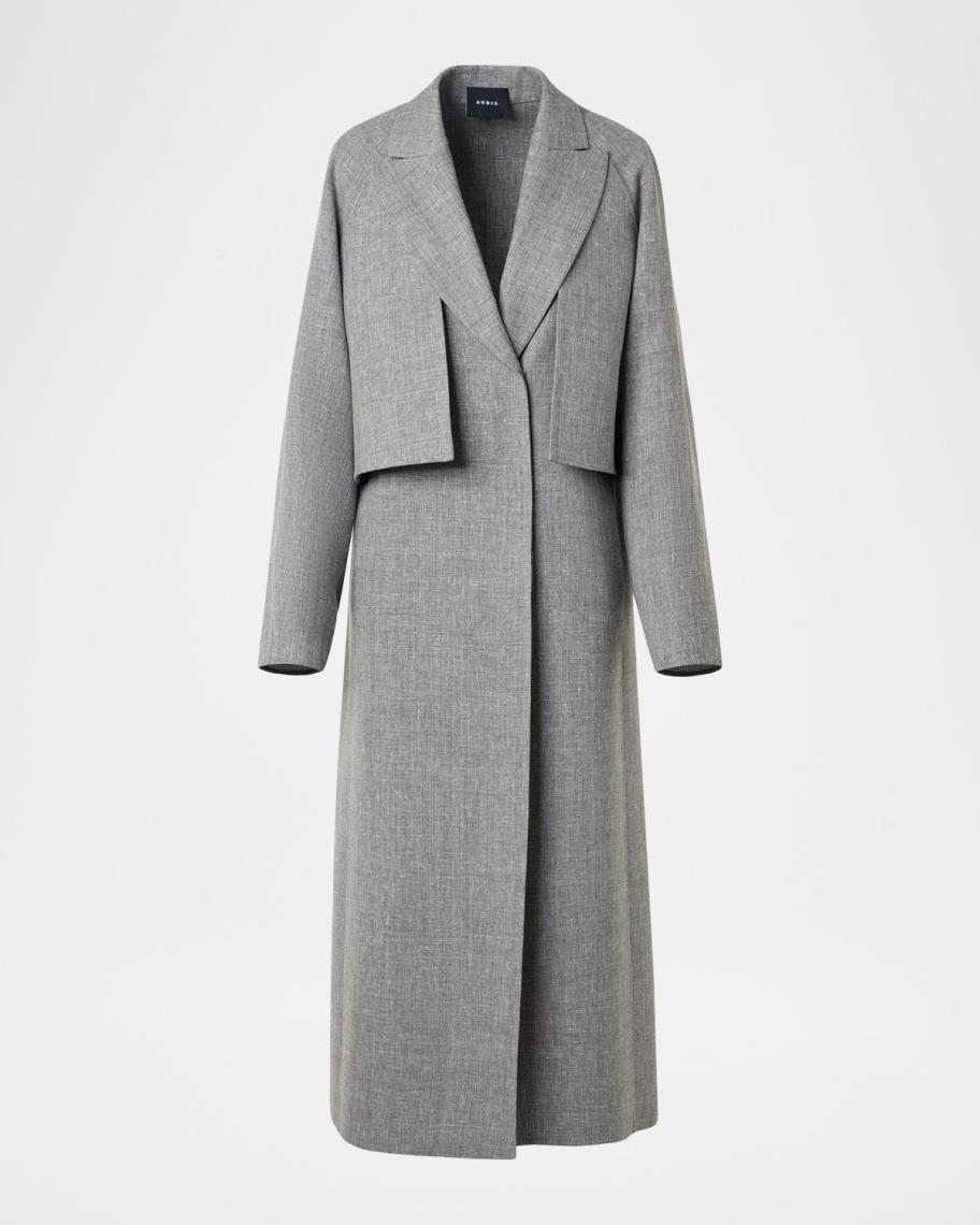 Akris Zendaya Duo Wool-Linen Open Coat With Detachable Bolero