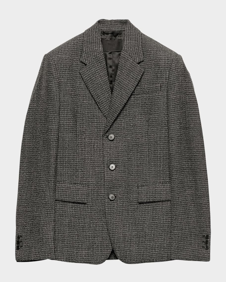 【プラダ・PRADA】Single-breasted ArqueWales checked jacket Prada Men's Single-Breasted Wool Jacket | Neiman Marcus