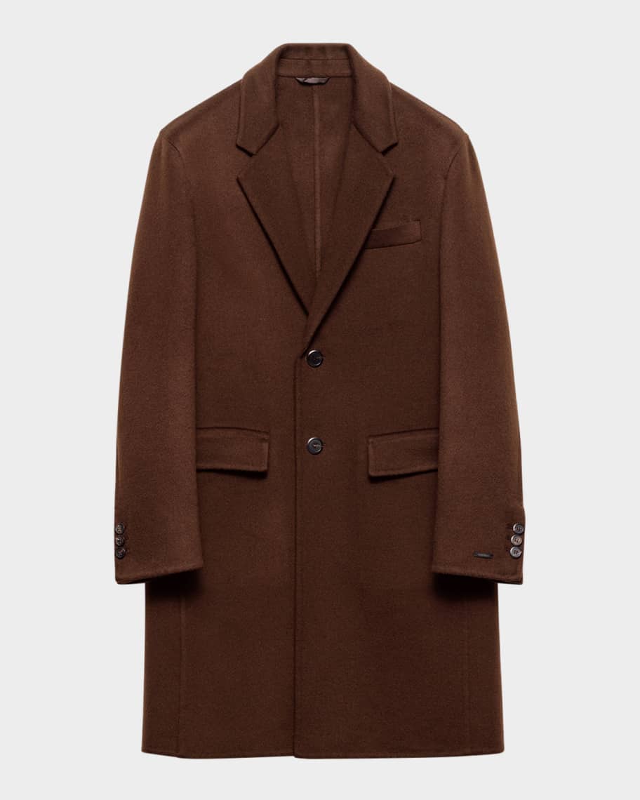 コート Prada Logo Embroidered Single-Breasted Cashmere Coat Prada logo-embroidered Cashmere Coat | Neutrals | FARFETCH BE