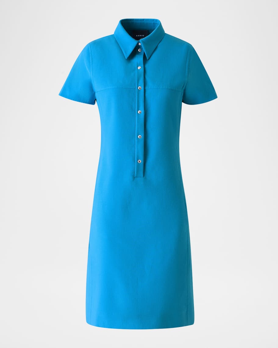 Akris Short-Sleeve Cotton-Silk Polo Dress | Neiman Marcus