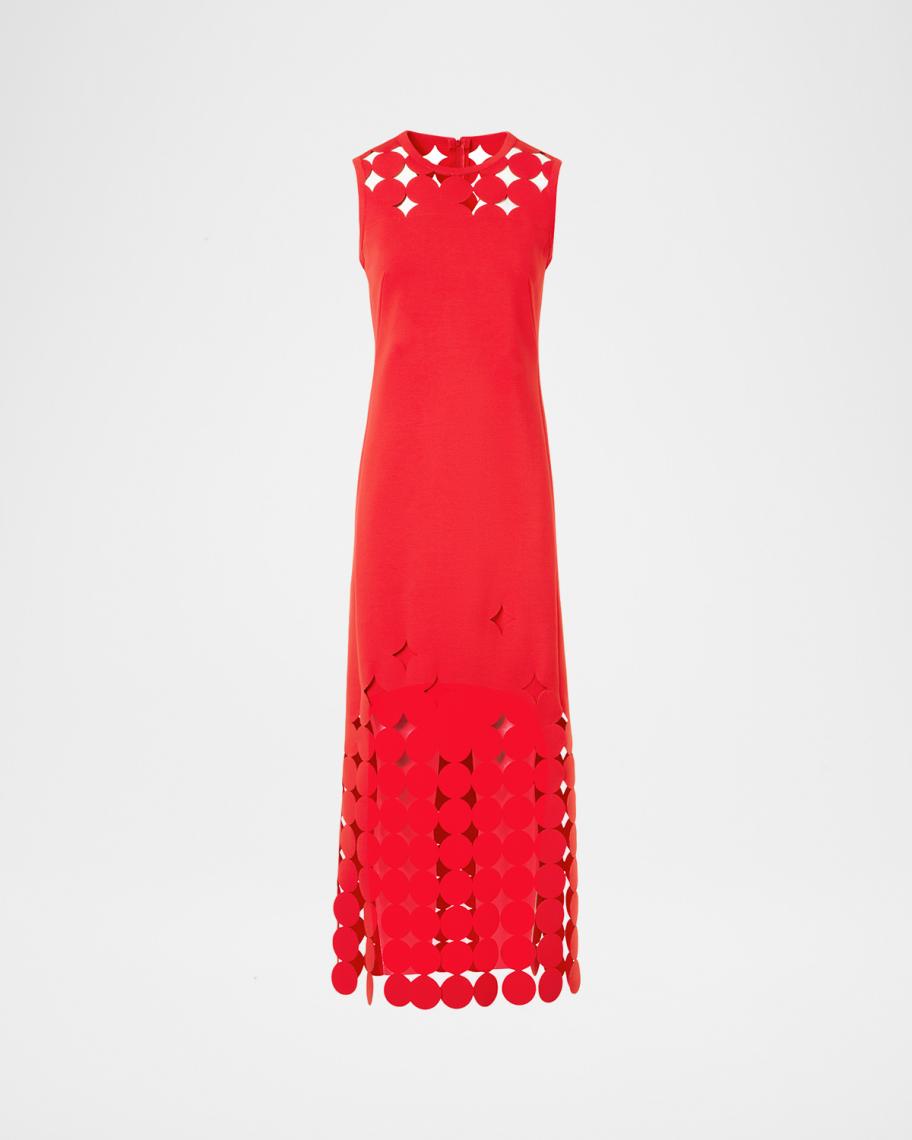 Akris punto Dot Cut-Out Jersey Sleeveless Midi Dress | Neiman Marcus
