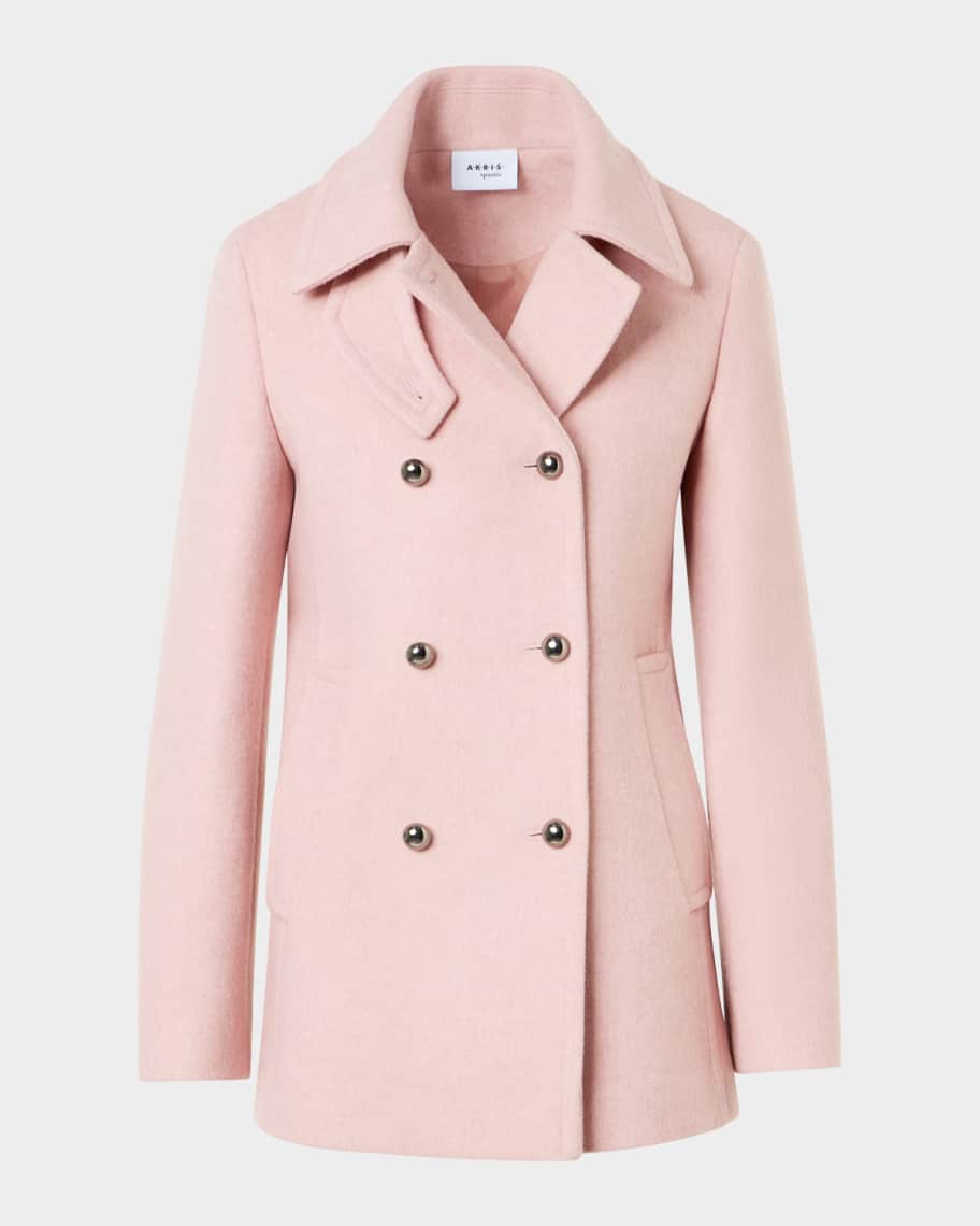 Akris punto Felted Wool Double-Breasted Peacoat | Neiman Marcus