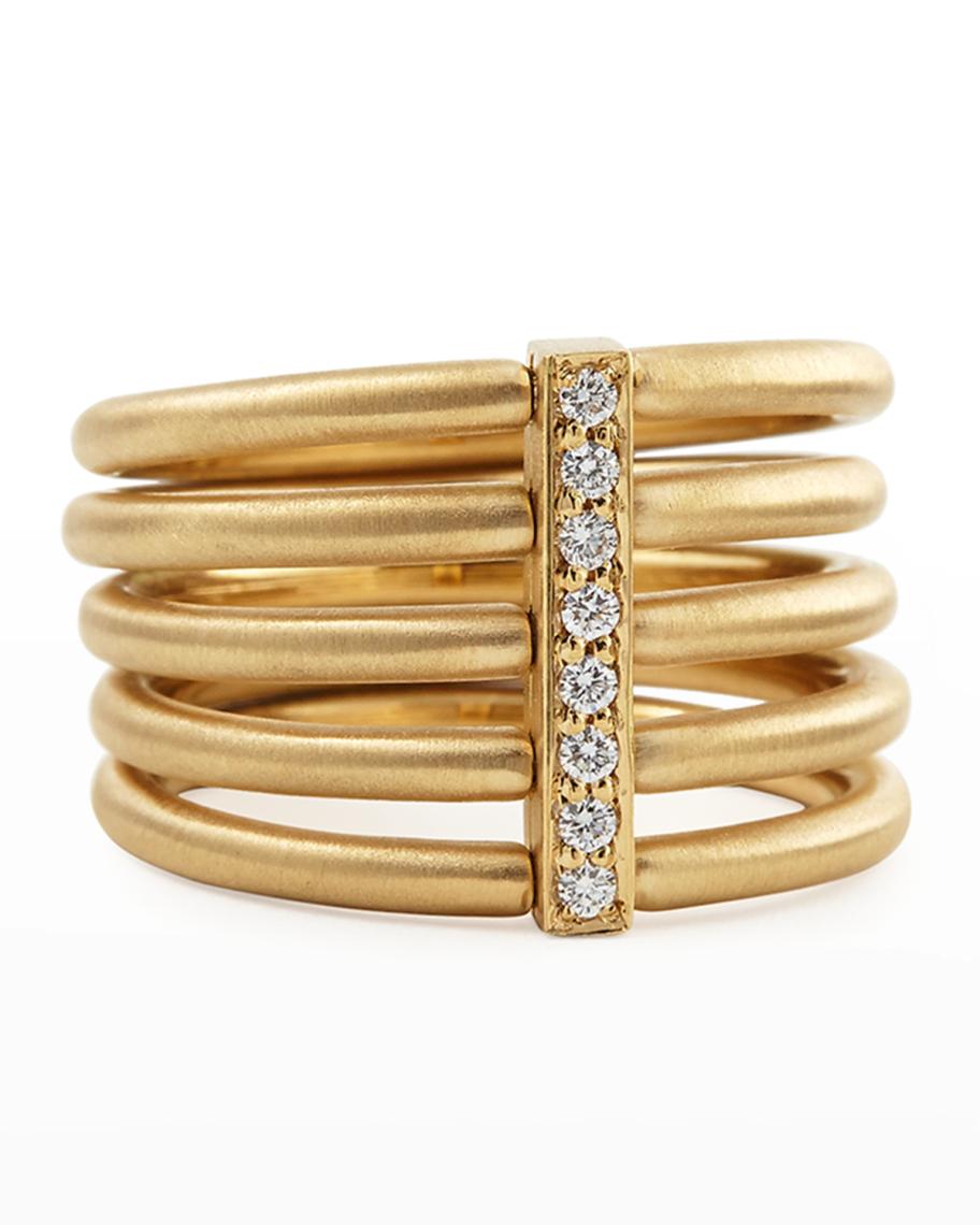 Carelle 18k Moderne 5-Stack Ring with Pave Diamonds, Size 6.5 | Neiman ...