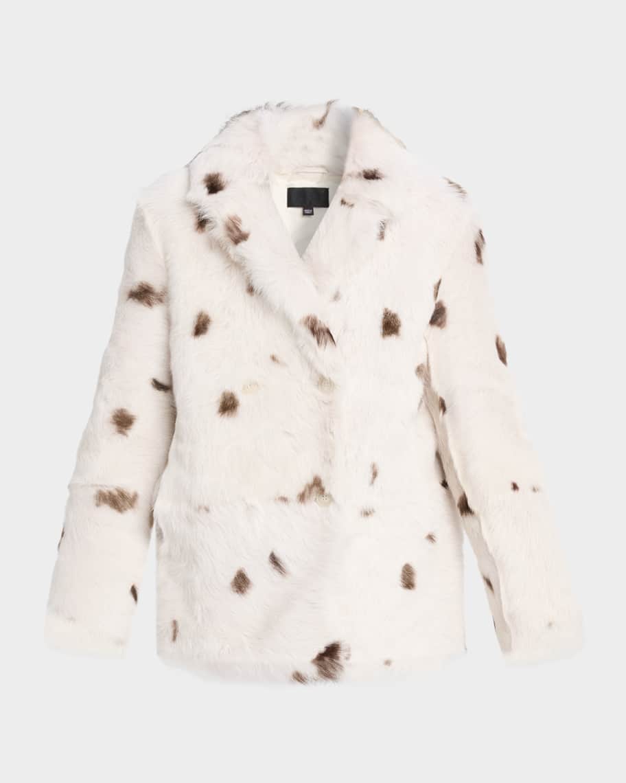 Nili Lotan Capucine Printed Shearling Double-Breasted Coat