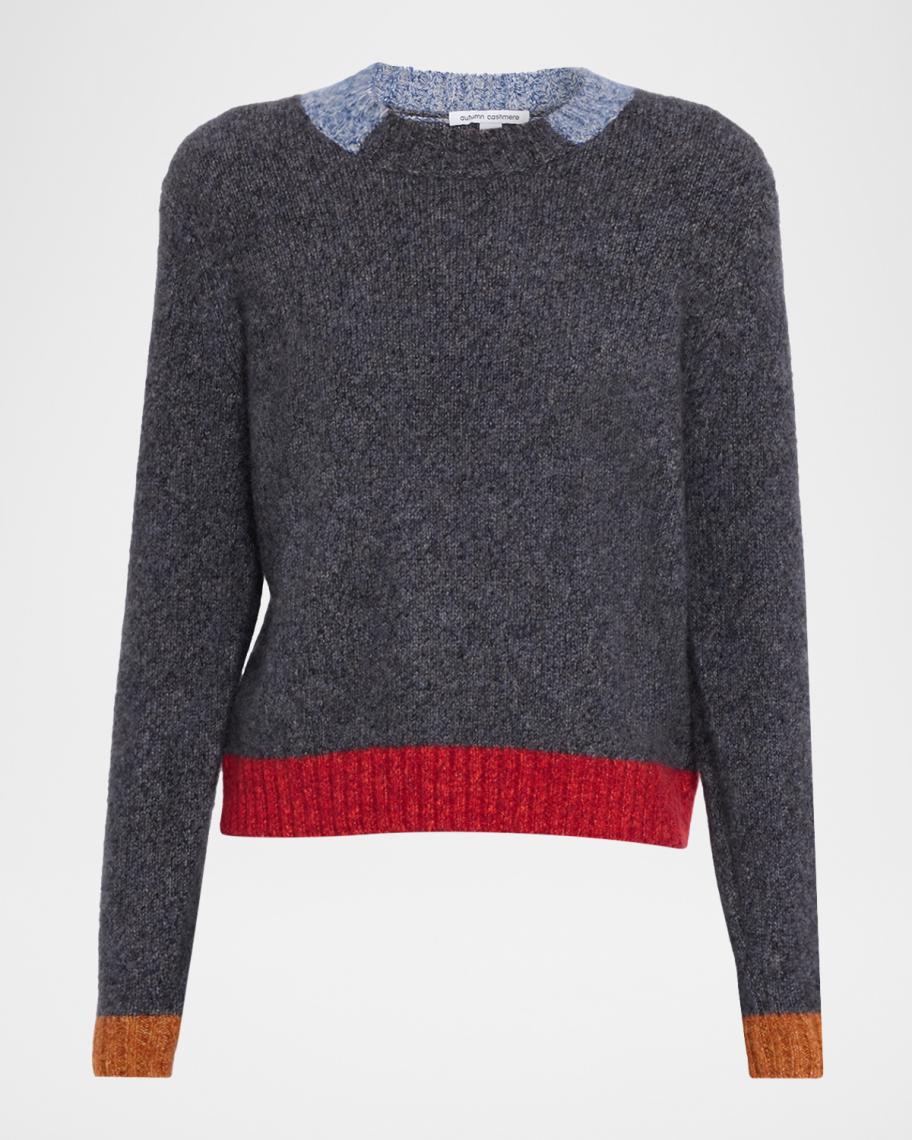 Autumn Cashmere Colorblock Crewneck Cashmere-Silk Sweater | Neiman Marcus