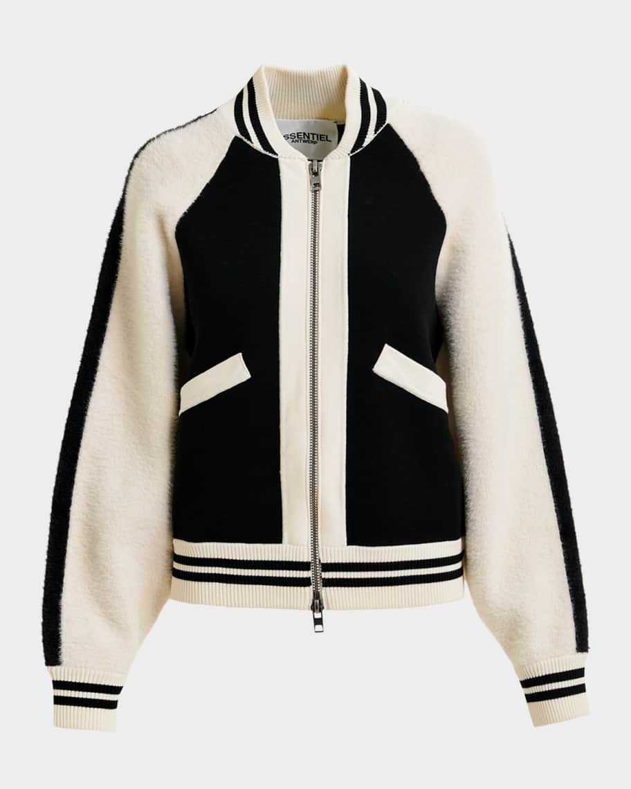 Essentiel Antwerp Idol Paneled Knitted Bomber Jacket | Neiman Marcus
