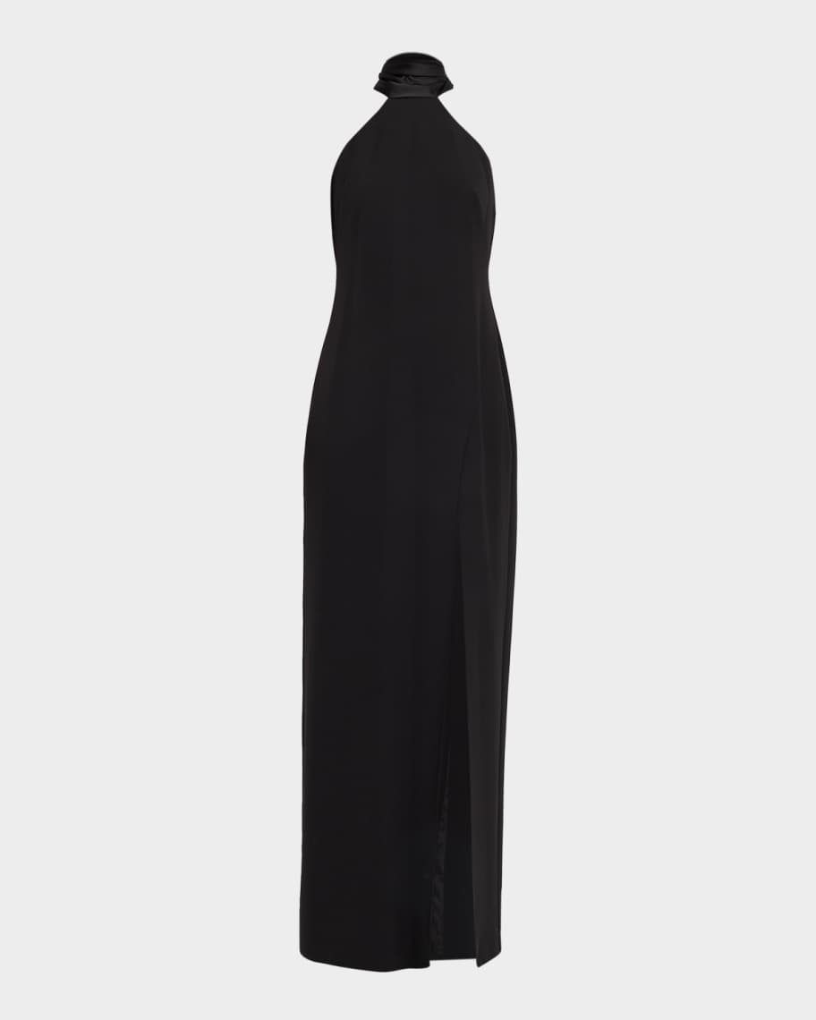 Aidan Mattox Draped Bonded Crepe Column Gown | Neiman Marcus