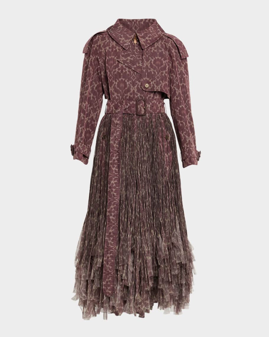 Burberry Fitzrovia Baroque Fringe Long Trench Coat | Neiman Marcus