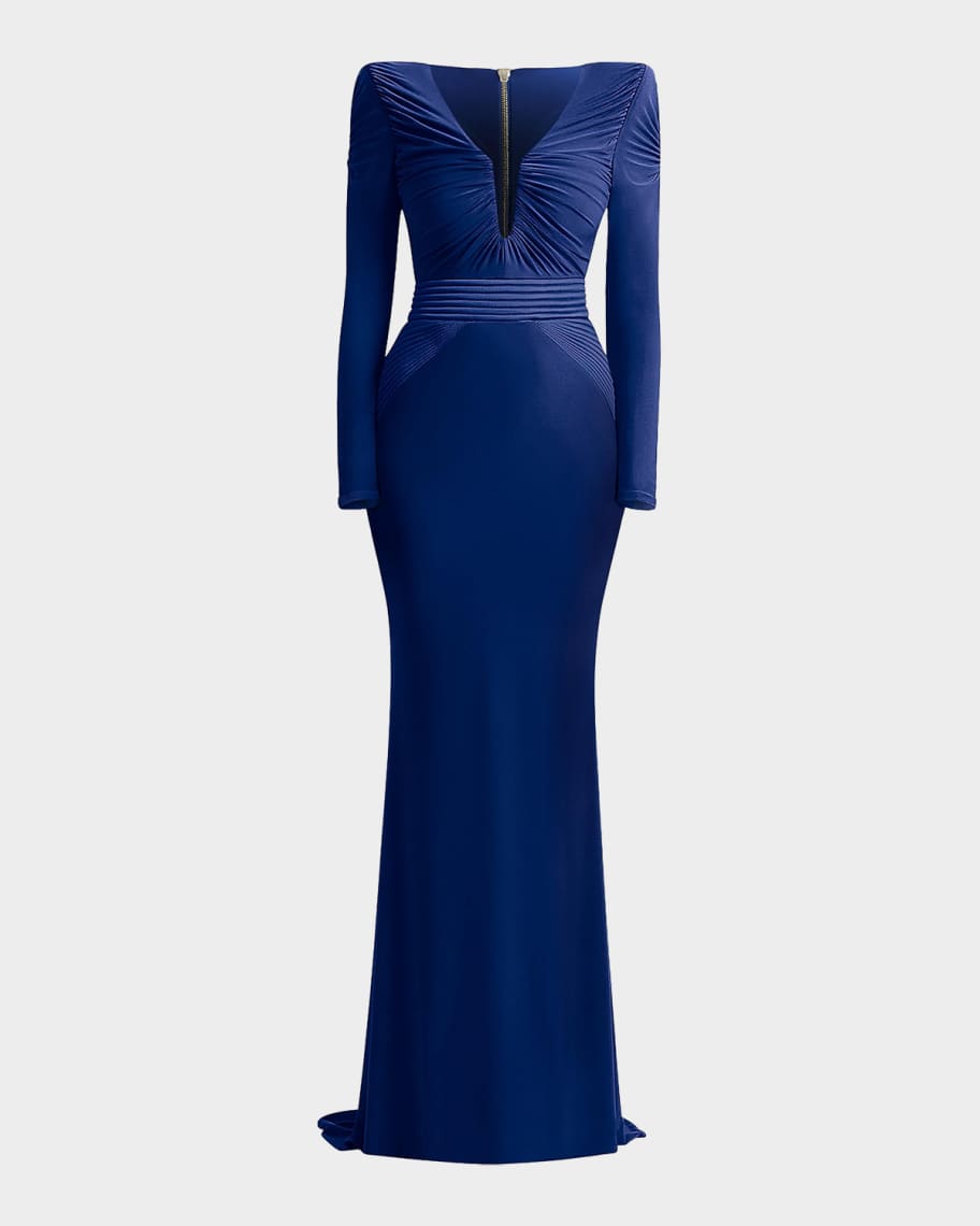 ZHIVAGO The Bloom Gathered Jersey Gown | Neiman Marcus
