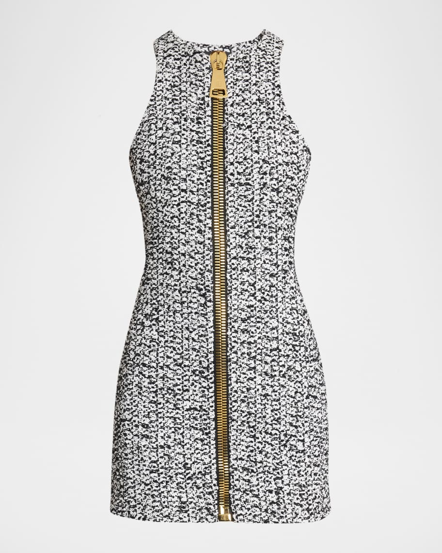 Balmain Zipped Tweed Mini Dress | Neiman Marcus