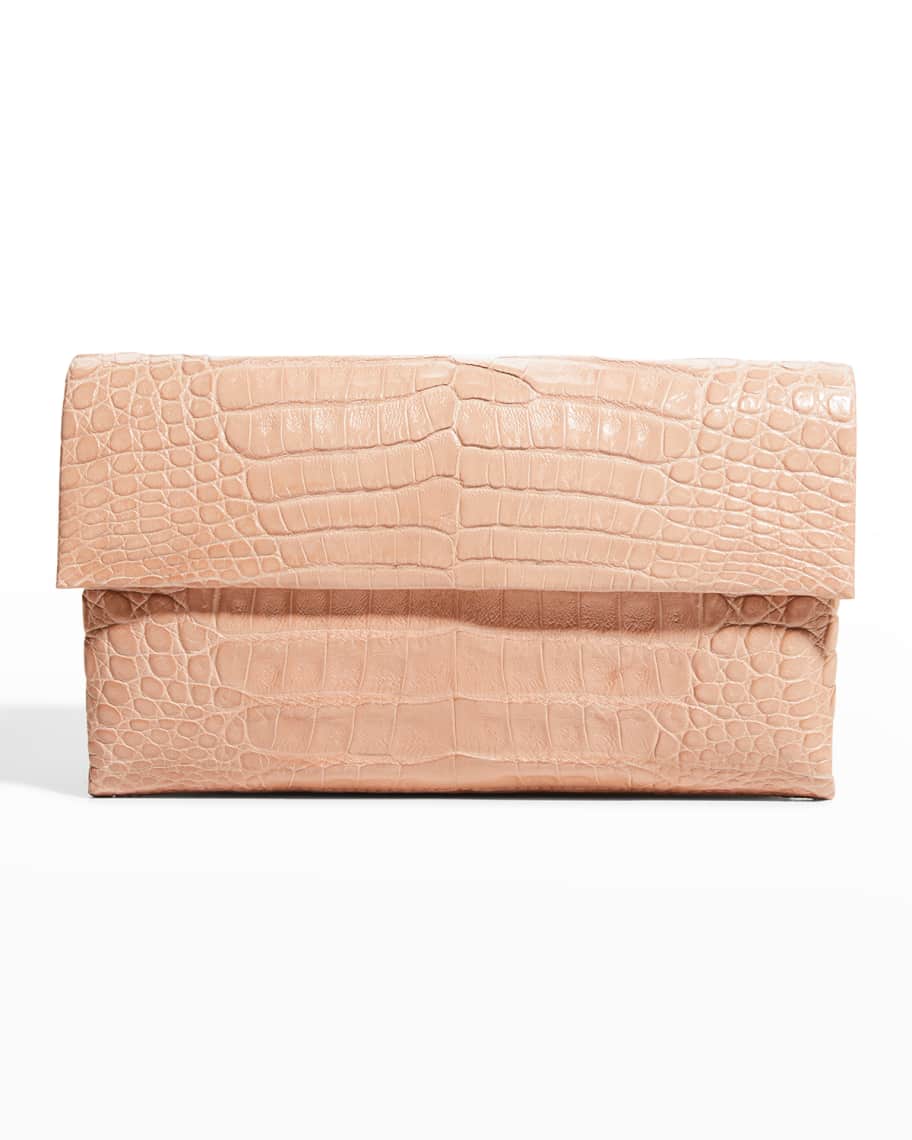 Nancy Gonzalez Simple Flap Crocodile Clutch Bag | Neiman Marcus