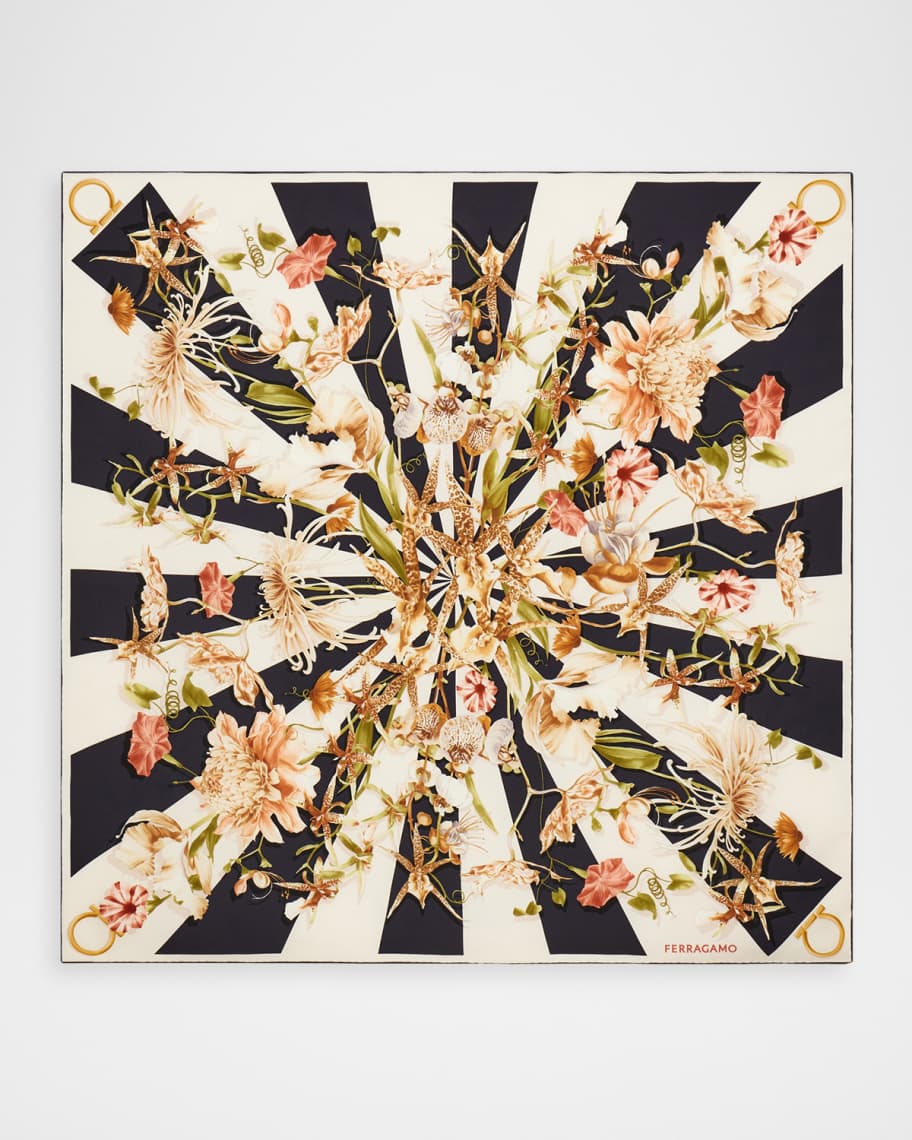 Ferragamo Floral Gaia Silk Square Scarf | Neiman Marcus