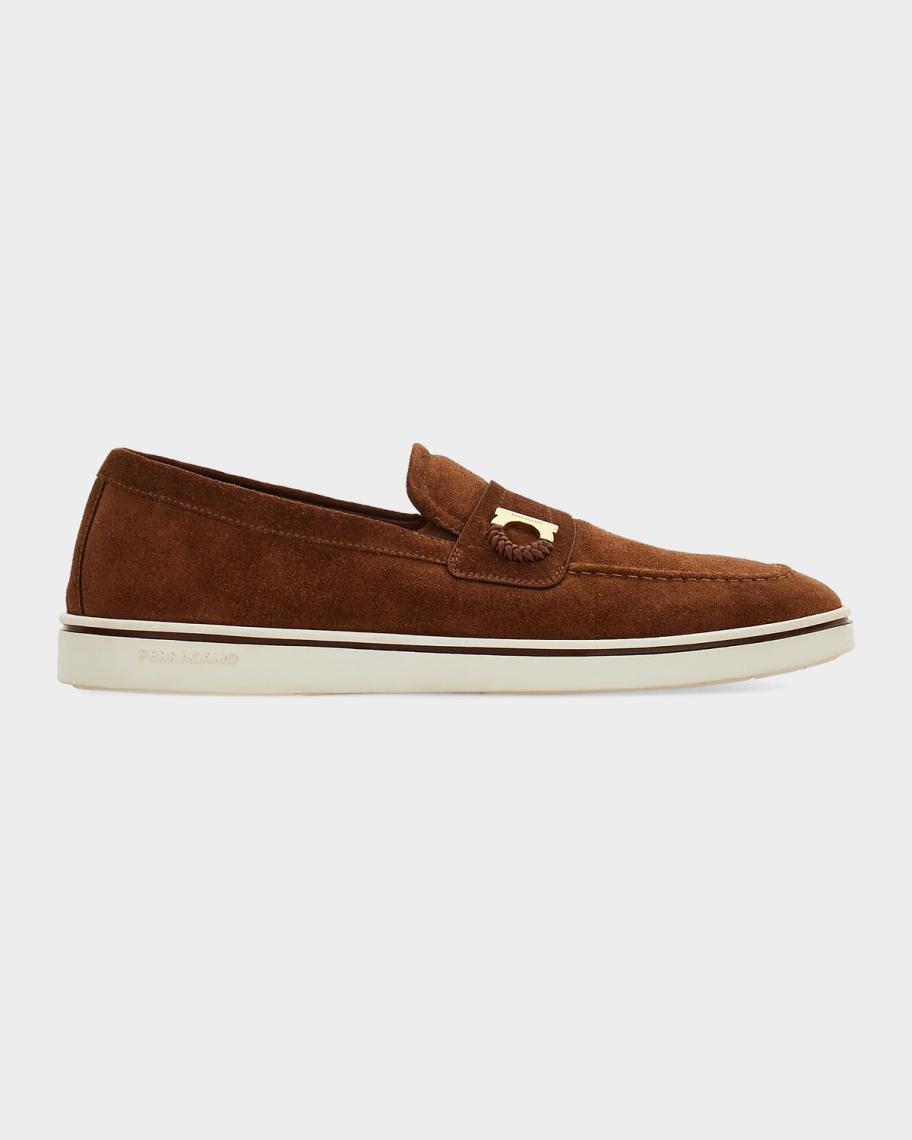 NIB FERRAGAMO Men\'s Drame Suede Gancini Loafers Ferragamo Gancini Suede Loafers | Brown | FARFETCH main image 2