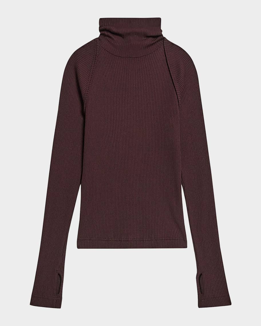 Helmut Lang Rib-Knit Shrug Turtleneck | Neiman Marcus