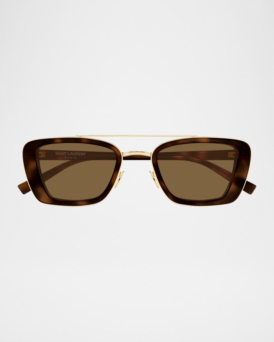 Saint Laurent 50mm Acetate & Metal Rectangular Sunglasses | Neiman Marcus