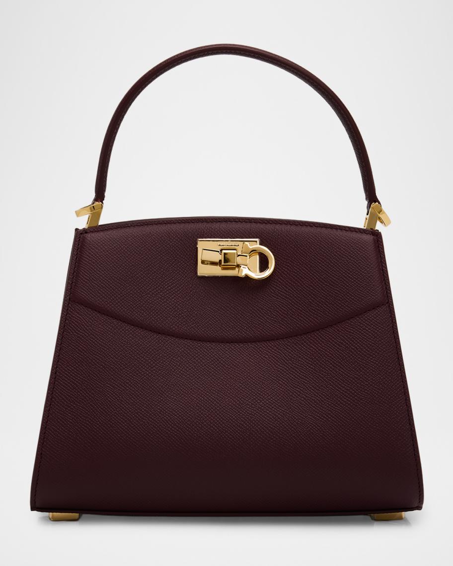 Ferragamo Studio Box Hammered Leather Top-Handle Bag | Neiman Marcus
