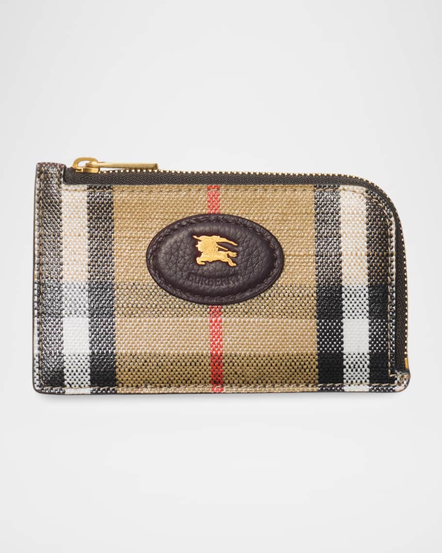 Burberry Highlands Check Zip-Top Card Case | Neiman Marcus